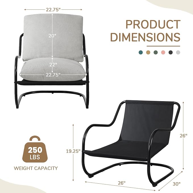 Peace nest Modern Accent Chair, Soft Upholstered Armchair - Image 2