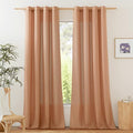NICETOWN Linen Curtains 84 inch Length 2 Panels Burnt Orange, Grommet Privacy by NICETOWN