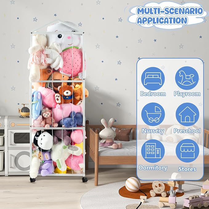 NomNest Stuffed Animal Storage Zoo, Large Metal Plushies Organizer, Heavy Duty - Image 7