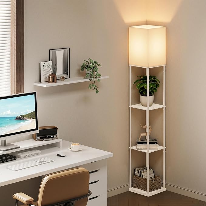 Gupuzm Floor Lamp with Shelves, Modern Square Standing Lamp with 3 Color - Image 5