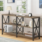 LVB Wood Console Table, Long Metal Entryway Table Behind Couch, Large Narrow 3 - Image 3