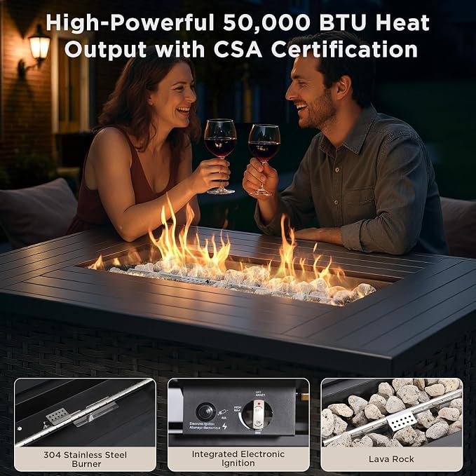 Patio Furniture Set with 42.5" Fire Pit Table-6 Pieces All Weather Wicker - Image 2