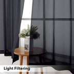 Simplebrand Black Short Sheer Curtains 45 Inch Length - Image 2