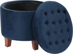 HomePop by Kinfine Fabric Upholstered Round Storage Ottoman by HomePop