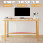 Nnewvante 47 Inch Computer Desk, Bamboo Writing Desk, Modern Simple Work Desk - Image 2