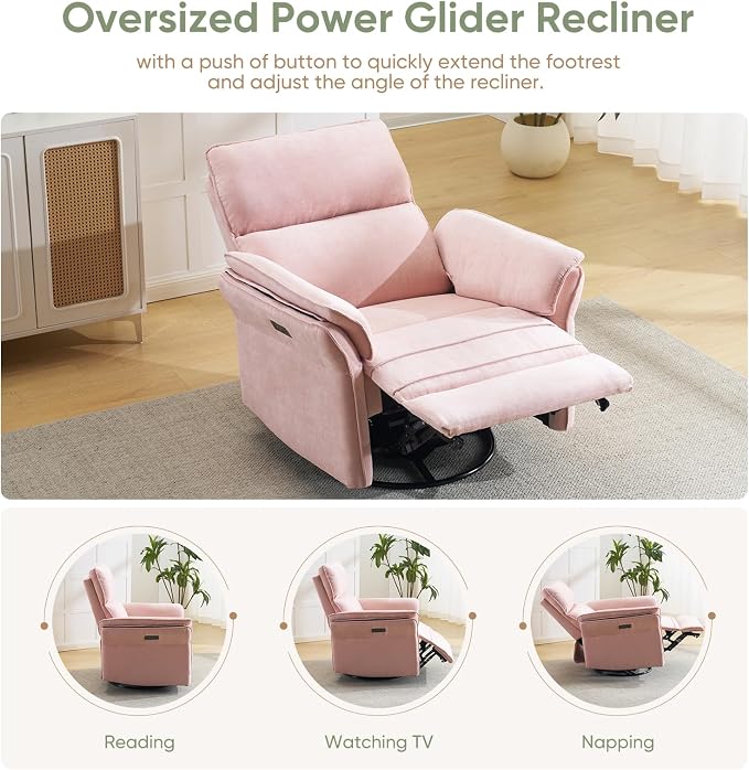 Power Swivel Rocker Recliner, Glider Recliner Nursery Chair - Image 5