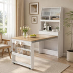 Kitchen Storage Cabinet with Hutch and Extendable Dining Table, 33.5" by Unknown