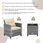 COSTWAY 3PCS Patio Furniture Set, PE Rattan Wicker Sofa w/Washable Cushion and - Image 3