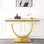 Henf 47" Marble Console Table Modern White Faux Marble Entryway Table - Image 3
