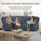 Yolsali Manual Reclining Sectional Sofa Set, 4 Seats Soft Fabric Recliner - Image 3