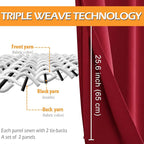Blackout Curtains for Bedroom, 42 x 63 Inches Length, Christmas Red | Thermal - Image 3
