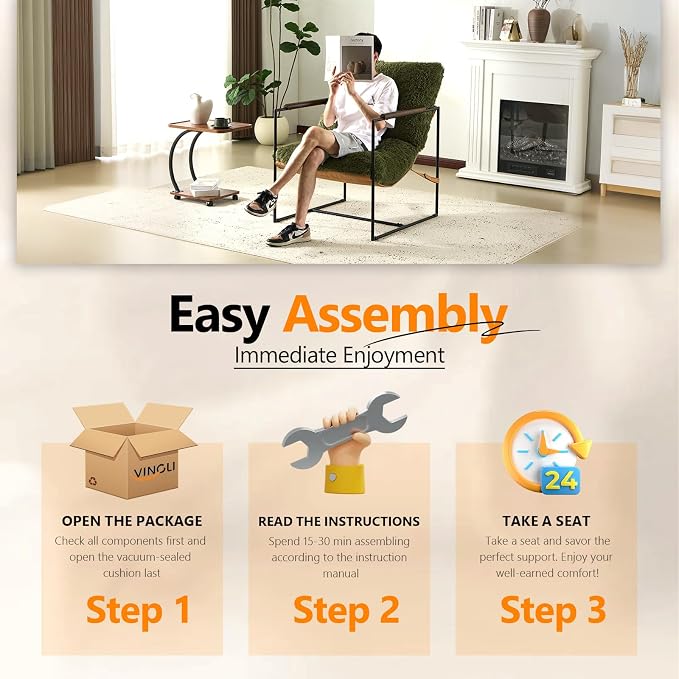 VINGLI 28" Wide Plush Upholstery Sling Modern Accent Chair - Image 8