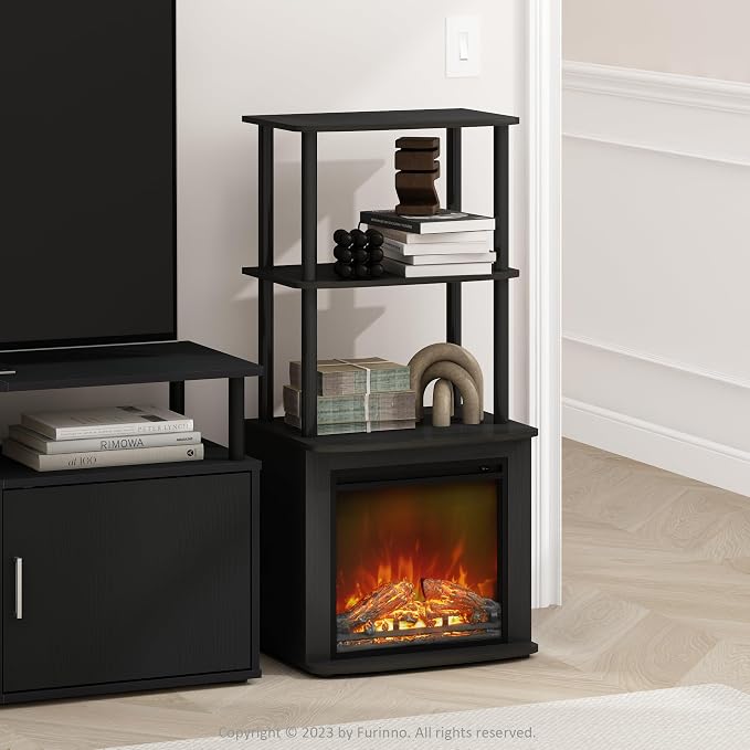 Furinno Turn-N-Tube Side Table, 3-Tier NO Heat Fireplace End Table - Image 4