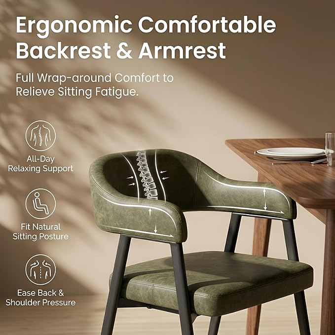 HNY Modern Dining Room Arm Chairs Set of 6, Open-Back Kitchen Side Chairs - Image 3