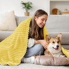 BEDELITE 3D Ribbed Light Yellow Fleece Twin Blanket - Image 7