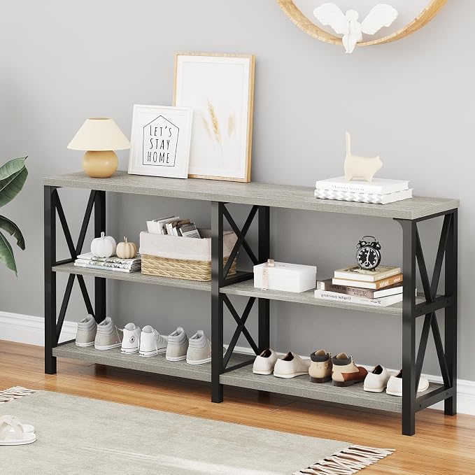 LVB Industrial Entryway Table, Farmhouse Rustic Console Table Behind Couch - Image 7
