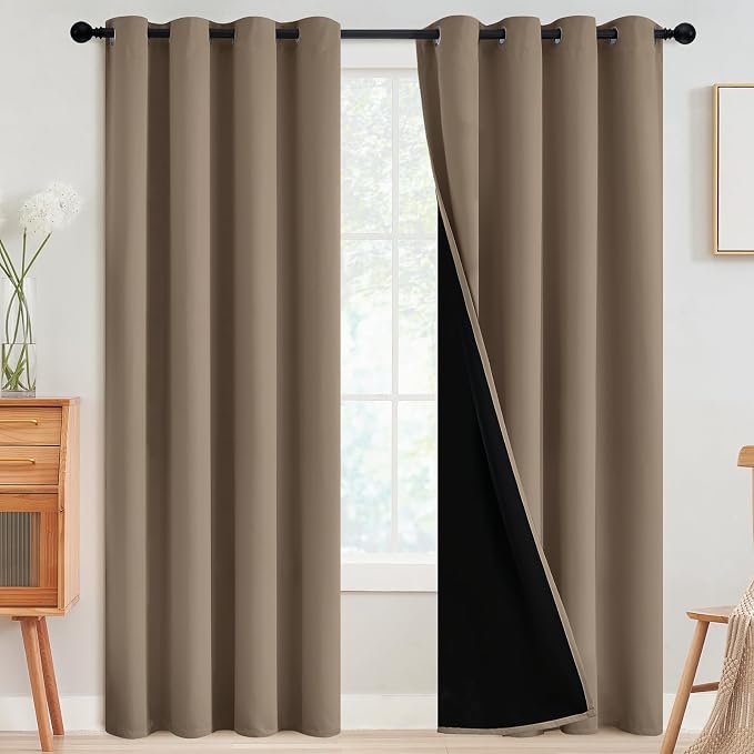 SimpleHome Khaki 100% Blackout Curtains Room Darkening Living Room 84 Inch | by SimpleHome