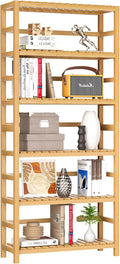 VASMIA 6-Tier Bamboo Shelf, Bamboo Storage Shelving Unit, Tall Bookcase by VASMIA