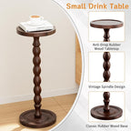 Solid Wood Drink Table, Rubber Wood‌ Small Round Side Table - Image 5