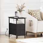 HOOBRO End Table with Charging Station, Narrow Side Table, Nightstand with 2 - Image 4
