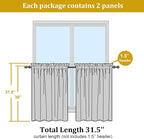 Short Lemon Sheer Curtains 30 Inch Length 2 Panels Set, Kitchen Curtains Tiers - Image 2
