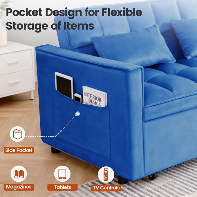 Convertible Sleeper Sofa Bed, Loveseat Sleeper Sofa - Image 3