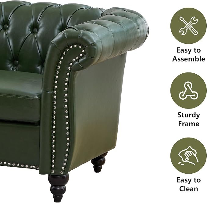 QHITTY 3 Piece Living Room Set, Sectional Chesterfield Sofa Chair Contemporary - Image 3