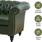 Mid-Century 3 Seater Sofa, Faux Leather Couch - Image 4