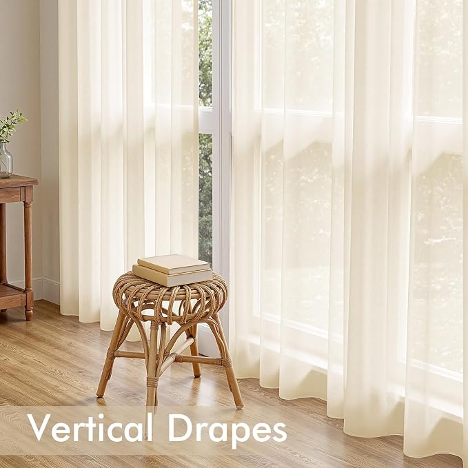 MIULEE Butter Cream Sheer Curtains 84 Inches Long 4 Panels 54 x 84 Inches | - Image 6