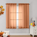 Orange Sheer Curtains 45 Inches Long 2 Panels, Light Filtering Sheer Curtains by OVZME