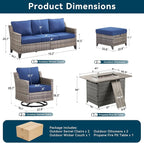 Patio Furniture Set with 42.5" Fire Pit Table-6 Pieces All Weather Wicker - Image 8
