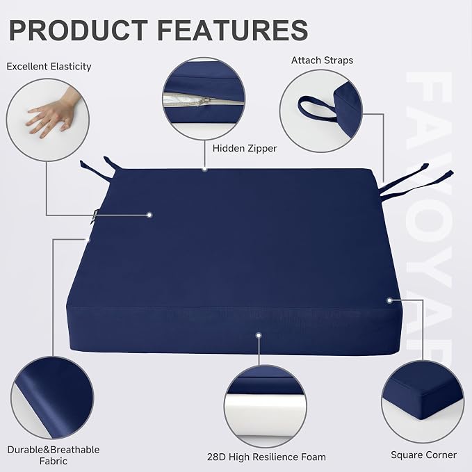 Favoyard Patio Chair Cushions 19 x 19 x 3 Inch Waterproof Outdoor Seat Cushions - Image 6