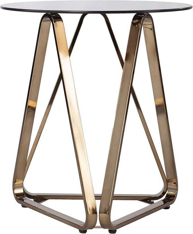 SEI Furniture - Stondon Round End Table - Transitional Design, Champagne Metal - Image 4