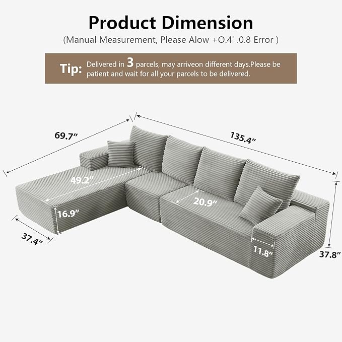 135" Cloud Sectional Couch - Image 2