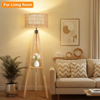 OUTON Boho Rattan Tripod Floor Lamp - Image 8