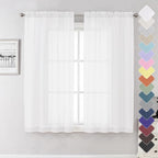White Sheer Curtains 63 Inch Length 2 Panels Set, Elegant Voile White Curtains by Lecloud