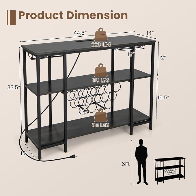 Giantex Wine Rack Freestanding Floor, Bar Cabinet - Image 7