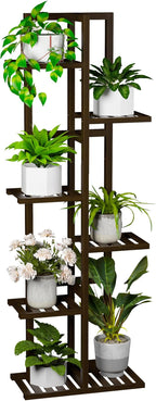 ROMGUAR CRAFT 6 Tier Bamboo Plant Stand Indoor, Wood Tall Flower Holder Corner by ROMGUAR+CRAFT