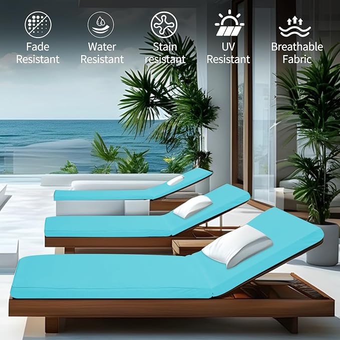Outdoor Chaise Lounge Cushions for Patio, Waterproof Replacement Seat Cushions - Image 2