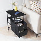 HOOBRO End Table with Charging Station, Narrow Side Table, Nightstand with 2 - Image 9
