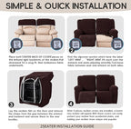 Recliner Loveseat Covers, 4-Piece Stretch Geometric Strokes Jacquard Reclining - Image 8