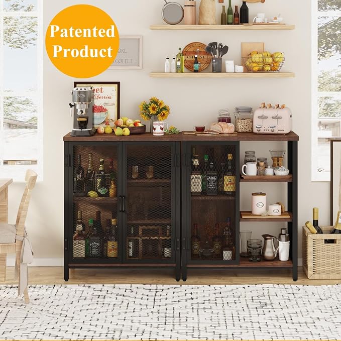 BON AUGURE Coffee Bar Cabinet for Home Liquor, Industrial Coffee Station for - Image 5