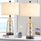 Ruzectt 25.5" Coastal Glass Table Lamps Set of 2, 3-Way Dimmable Touch Control by Home