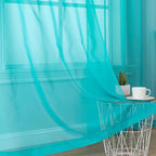Turquoise Sheer Curtains 2 Panel Sets 84" Inch Length - Image 6