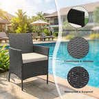 3PCS Outdoor Patio Bistro Set, PE Rattan Wicker Armchairs - Image 4