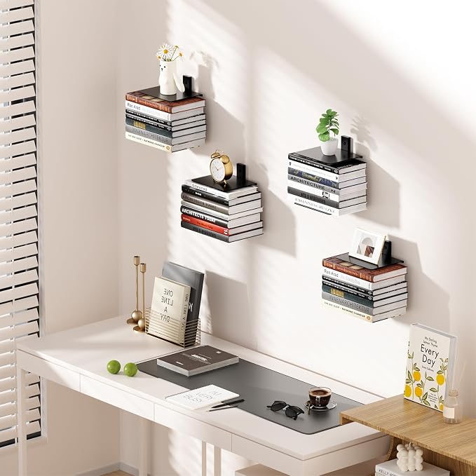 Invisible Floating Bookshelf for Wall, 8 Tier Vertical Spine Book Tower Wall - Image 2