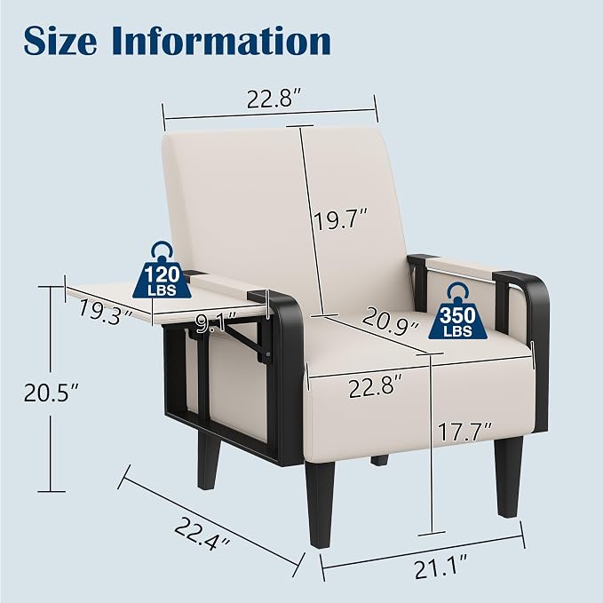 Andeworld Modern Beige Accent Chair, PU Leather Upholstered Armchair Side Chair - Image 2
