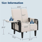 Andeworld Modern Beige Accent Chair Set of 2, PU Leather Upholstered Armchair - Image 2