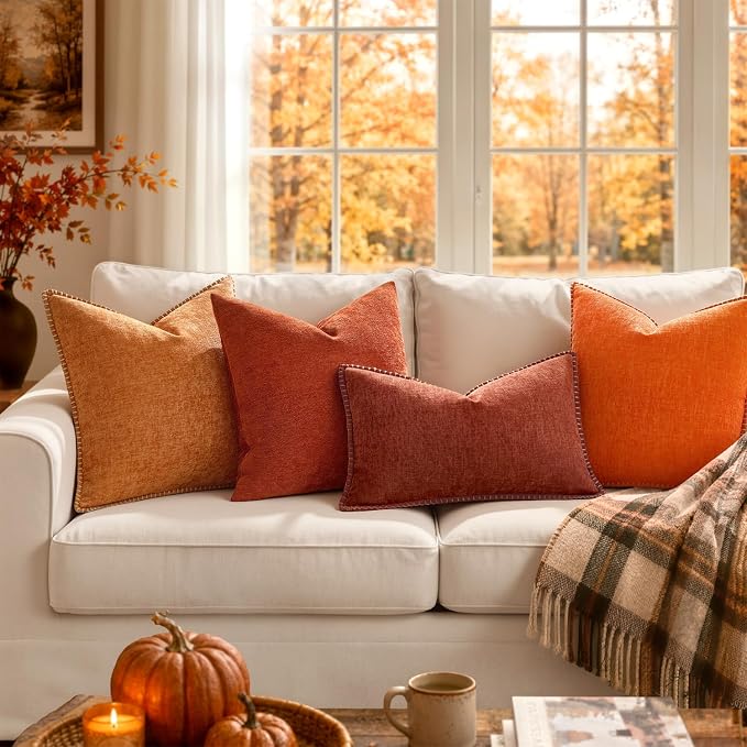 MIULEE Fall Decorative Couch Throw Pillow Covers 18x18 Inch Orange 2 Pack | - Image 6