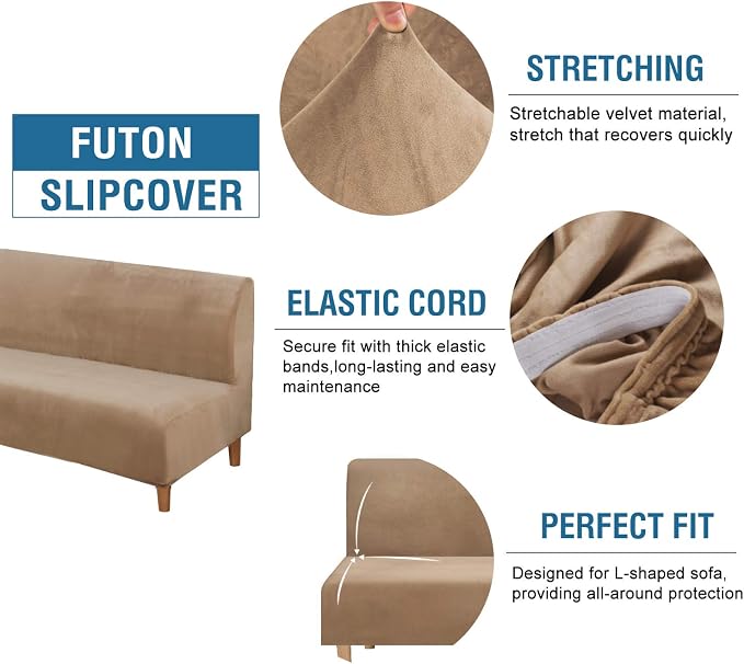 H.VERSAILTEX Real Velvet Futon Cover Armless Sofa Covers Sofa Bed Covers - Image 2